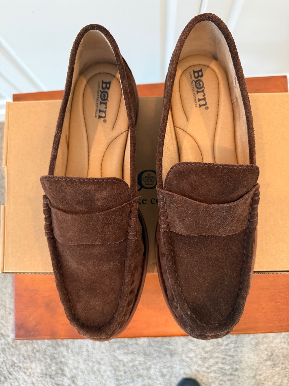 Born Women’s Dark Brown Suede Slip-On Loafers
